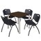 Regency Square Kee Breakroom Table W/ 4 M Stack Chairs, 30 in W, 30 in L, Neo Walnut TB3030NWBPCM47BK - alternate 1