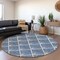 Homeroots 8' Navy Blue Gray And Ivory Round Geometric Washable Indoor Outdoor Area Rug 594727 - alternate 4