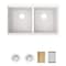 Elkay Quartz Classic 33" x 22" x 9-1/2" Equal Double Bowl Undermount Workstation Sink 4pc Kit White ELGU3322WOWH0 - alternate 1
