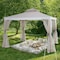 Sunjoy 10 ft x 10 ft Patio Gazebo, Modern Steel Frame Soft Top Gazebo with Netting - Beige & White A101003603 - alternate 1