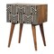 Homeroots 23" Black Ivory And Natural Solid Wood Geometric Bone Inlay Two Drawer Nightstand 722563 - alternate 1