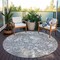 Homeroots 8' Gray And Ivory Round Abstract Washable Indoor Outdoor Area Rug 612745 - alternate 4