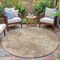 Homeroots 8' Tan And Beige Round Abstract Washable Indoor Outdoor Area Rug 630893 - alternate 3