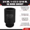 Performance Tool 3/4 Dr. 1-1/2 x 13/16 Sq Budd Socket, Drop Forged, Chrome Moly, Laser Etched M782 - alternate 5