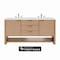 James Martin Vanities Solene 72 in. Double Vanity, Seaside Oak, w/ 3 CM Ethereal Noctis Silestone Top D225-V72-SSO-FENC - alternate 1