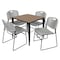 Regency Square Kahlo Breakroom Table W/ 4 Zeng Stack Chairs, 30 in W, 30 in L, Noble Oak TPL3030NOBK44GY - alternate 1