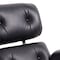 Homeroots 35" Black and Dark Brown Genuine Leather Tufted Swivel Lounge Chair With Ottoman 526372 - alternate 4