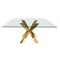 Homeroots 60" Clear and Gold Glass and Metal Cross Leg Base Square Dining Table 555134 - alternate 3