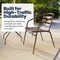 Flash Furniture Lila 23.5in Square Glass Top Metal Table with 2 Bronze Aluminum Slat Stack Chairs TLH-0731SQ-017CBZ2-GG - alternate 3