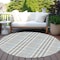 Homeroots 8' Gray Blue And Beige Round Plaid Washable Indoor Outdoor Area Rug 601484 - alternate 5
