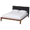 Baxton Studio Mariette Japandi Dark Grey Teddy Fabric and Walnut Brown Wood Queen Bed 257-14142-ZORO - alternate 1