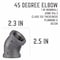 B & K Elbow 45 Deg 1" Black 310E45-1 - alternate 3
