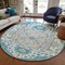 Homeroots 8' Teal Blue Green And Ivory Round Oriental Washable Indoor Outdoor Area Rug 596646 - alternate 3