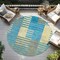 Homeroots 8' Teal Blue Orange And Sky Blue Round Striped Washable Indoor Outdoor Area Rug 613177 - alternate 4