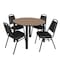 Regency Round Kee Breakroom Table W/ 4 Restaurant Stack Chairs, 48 in W, 48 in L, Noble Oak TB48RNDNOBPBK29BK - alternate 1