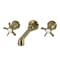Kingston Brass Double-Handle Wall Mount Bathroom Faucet, Antique Brass KS7123NX - alternate 1