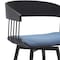Homeroots 31" Blue and Black Fabric with Metal Swivel Bar Height Bar Chair 534460 - alternate 5