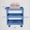 Luxor Deep Shelf Utility Cart, High Density Polyethylene (Shelf)/Polyvinyl Chloride (Leg), 3 Shelves EC111HD-BU - alternate 6