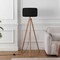 Jonathan Y Adriel 52" Mid-Century Modern Tripod Wood w/Ribbed Cocoon Pumpkin Shade LED Floor Lamp, Black/Light B JYL4201C - alternate 2