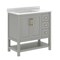 Flash Furniture Vega 36in. Vanity w/Sink, Cabinet w/Gold Hardware, Open Shelf & 3 Drawers, Marble Counter, Gry/Wht FS-VEGA36-KD-GY-HDGLD-GG - alternate 7