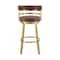 Homeroots 26" Coffee and Gold Faux Leather and Stainless Steel Low Back Counter Height Swivel Bar Chair 569166 - alternate 3