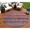 Homeroots 8' Rust And Blush Round Striped Washable Indoor Outdoor Area Rug 615850 - alternate 1
