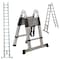 Edendirect 16.5 ft. One-Button Retraction Stainless Steel Telescoping Extension Ladder, 2-Triangle Stabilizers IR-763967987295 - alternate 1