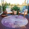 Homeroots 8' Purple Eggplant And Ivory Round Abstract Washable Indoor Outdoor Area Rug 616840 - alternate 2