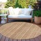 Homeroots 8' Rust Beige And Linen Round Striped Washable Indoor Outdoor Area Rug 616408 - alternate 2