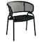 Leisuremod Ervilla Dining Armchair in Black Steel Frame with Black Wicker Back and Black Seat ECBL-20BL-BL - alternate 1