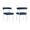 Homeroots Set of Two Blue And Silver Upholstered Polyester Open Back Dining Side Chairs 569412 - alternate 3