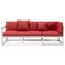 Leisuremod Chelsea White Sectional With Adjustable Headrest & Coffee Table With Red Cushions CSLW-80R - alternate 2