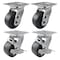 Hyw Products Heavy Duty Caster Set 4in Plastic Wheels, 2 Swivel & 2 Swivel with Brake, 4PK 40-40S-A1-HP-2,40-40S-A1-HP-TB-2 - alternate 1