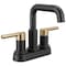 Delta Nicoli Two Handle Centerset Bathroom Faucet, 6.56 in, Matte Black / Champagne Bronze 25849LF-GZ - alternate 1