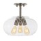 Jonathan Y Lina 13.75" 3-Light Modern Industrial Iron/Seeded Glass LED Semi Flush Mount, Nickel/Clear JYL7565A - alternate 1