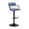 Homeroots Blue and Black Fabric with Metal Swivel Low Back Adjustable Height Bar Chair 534448 - alternate 1