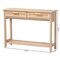 Baxton Studio Sebille Mid-Century Modern Light Brown Finished Wood 2-Drawer Console Table with Natural Rattan 207-12465 - alternate 3