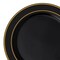 Smarty Had A Party 10.25" Black with Gold Edge Rim Plastic Dinner Plates (120 Plates), 120PK 110BG-CASE - alternate 4