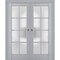 Sartodoors Sliding French Double Pocket Doors with Frosted Glass Grey 64x84 (2* 32x84) Solid Core VEREGIO7412DP-GRE-6484 - alternate 1