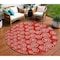 Homeroots 8' Red And Ivory Round Geometric Washable Indoor Outdoor Area Rug 583386 - alternate 1
