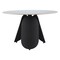Homeroots 48" White and Black Faux Marble and Steel Pedestal Base Round Top Dining Table 564987 - alternate 7