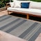 Homeroots 9' X 12' Blue and Gray Striped Stain Resistant Indoor Outdoor Area Rug 531642 - alternate 1