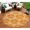 Homeroots 8' Orange And Blue Round Geometric Washable Indoor Outdoor Area Rug 613514 - alternate 1