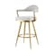 Homeroots 30" Silver and Gold Fabric and Stainless Steel Low Back Bar Height Swivel Bar Chair 569157 - alternate 5