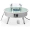 Leisuremod Walbrooke Outdoor Patio Aluminum Round Slats Design Fire Pit Side Table, Lid & Fire Glass, White WWS-29-GL - alternate 6