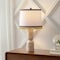 Jonathan Y Lacy 25.25" Organic Modern Sculptural Hourglass Travertine Stone w/Fringed Drum Shade LED Table Lamp JYL5612A - alternate 5
