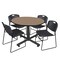 Regency Round Kobe Breakroom Table W/ 4 Zeng Stack Chairs, 48 in W, 48 in L, Noble Oak TKB48RNDNO44BK - alternate 1