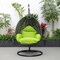 Leisuremod Charcoal Wicker Hanging Egg Swing Chair with Light Green Cushions ESCCH-40LG - alternate 5