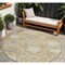 Homeroots 8' Gold Ivory And Gray Round Damask Washable Indoor Outdoor Area Rug 599414 - alternate 1