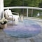 Homeroots 8' Denim Blue And Sky Blue Round Striped Washable Indoor Outdoor Area Rug 610879 - alternate 3